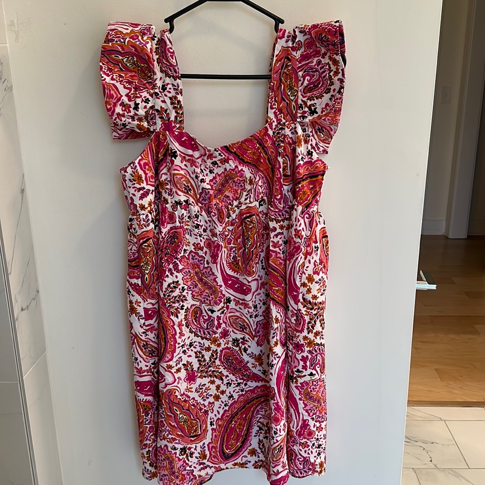 Baby doll flutter sleeve dress
